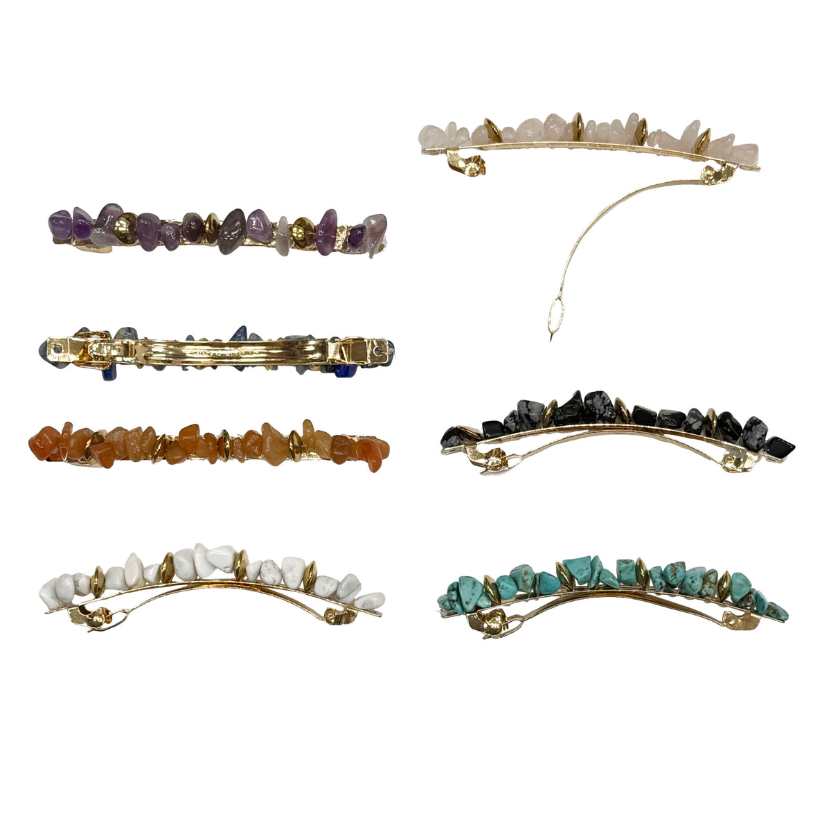 Barrette Hair Clip with Chip Stone Designs