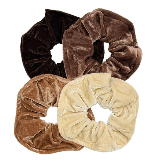 Set of 4 Large 5-inch Velvet Scrunchies