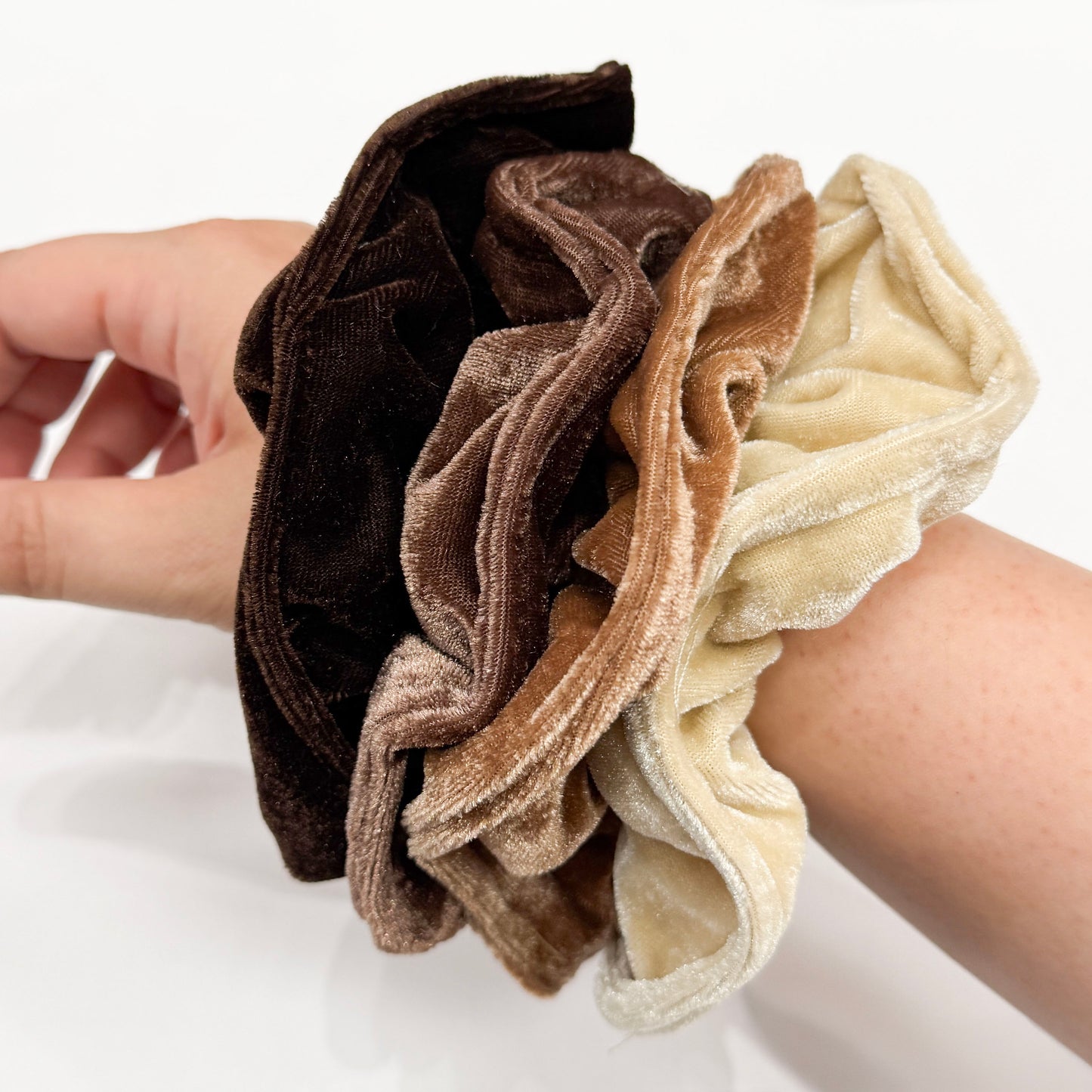 Set of 4 Large 5-inch Velvet Scrunchies