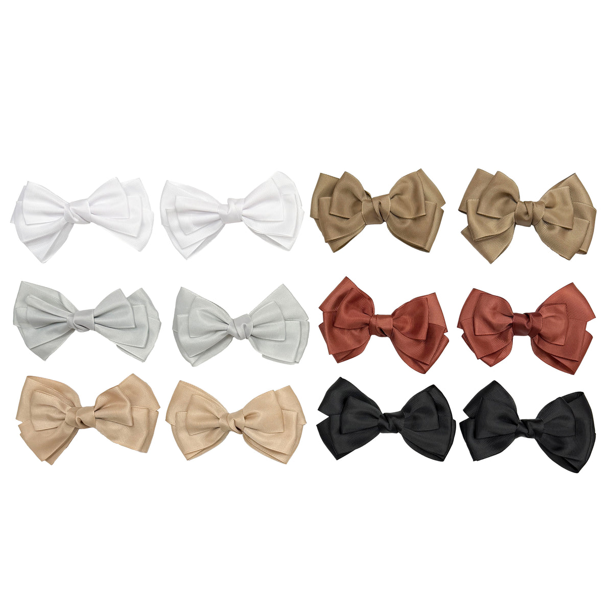 12 pc Hair Bow Set in Neutral Colors