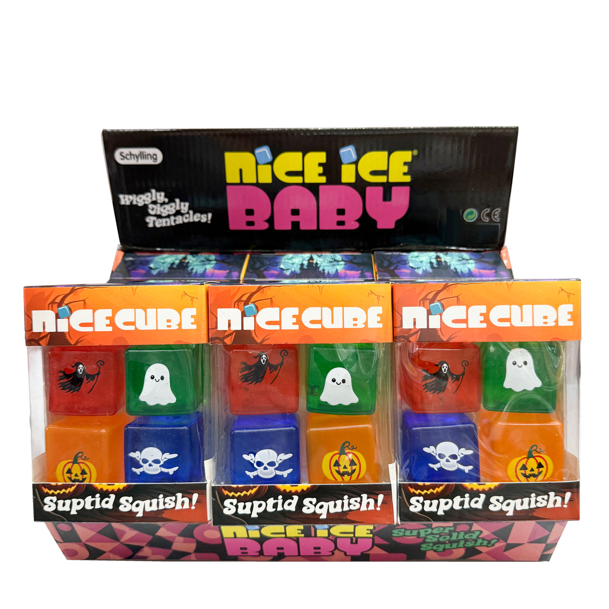 Halloween Cube Squishies Set of 4 Ghost Pumpkin Witch Skull