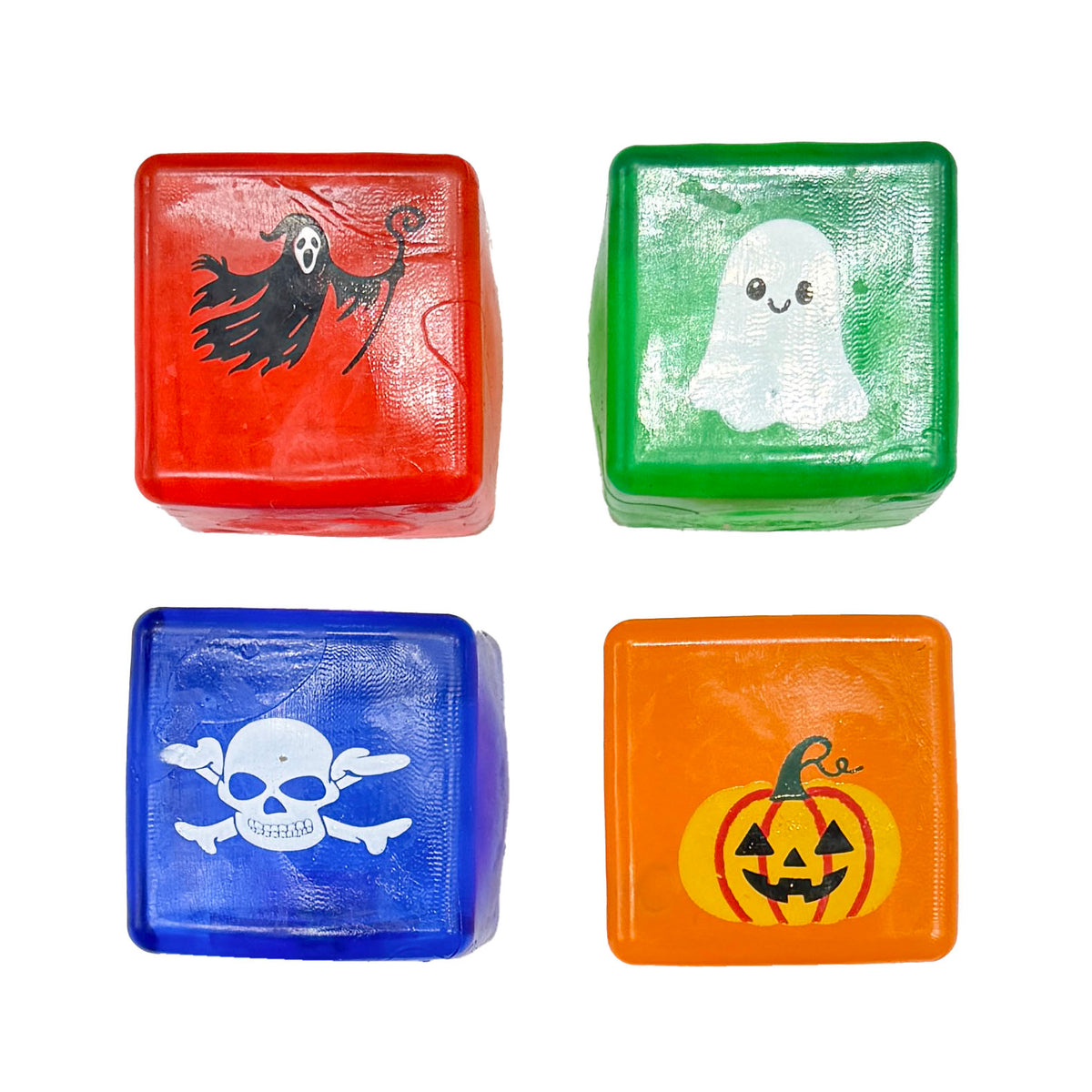 Halloween Cube Squishies Set of 4 Ghost Pumpkin Witch Skull