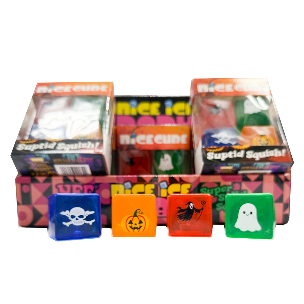 Halloween Cube Squishies Set of 4 Ghost Pumpkin Witch Skull