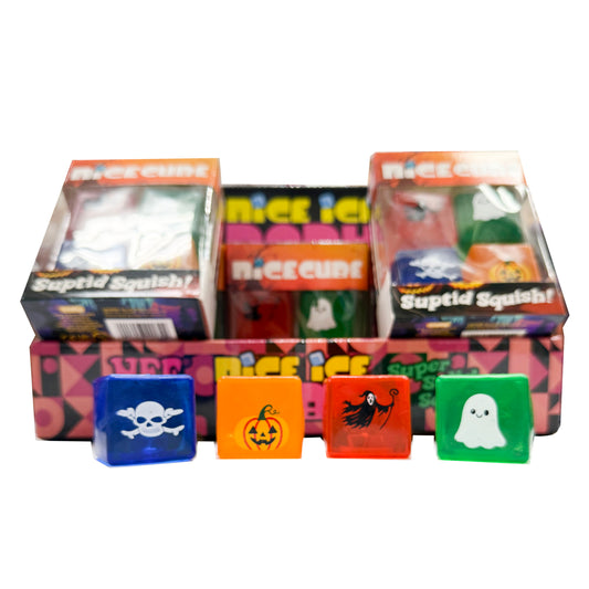 Halloween Cube Squishies Set of 4 Ghost Pumpkin Witch Skull