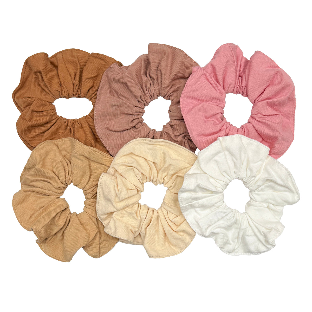 Set of 6 Large 5-inch Cotton Scrunchies