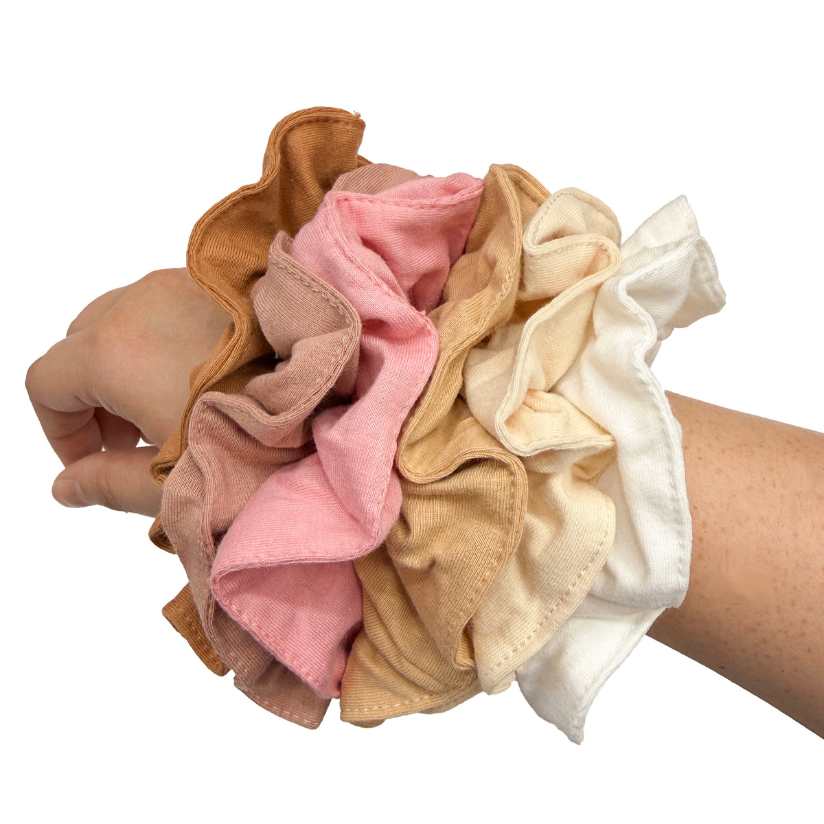 Set of 6 Large 5-inch Cotton Scrunchies