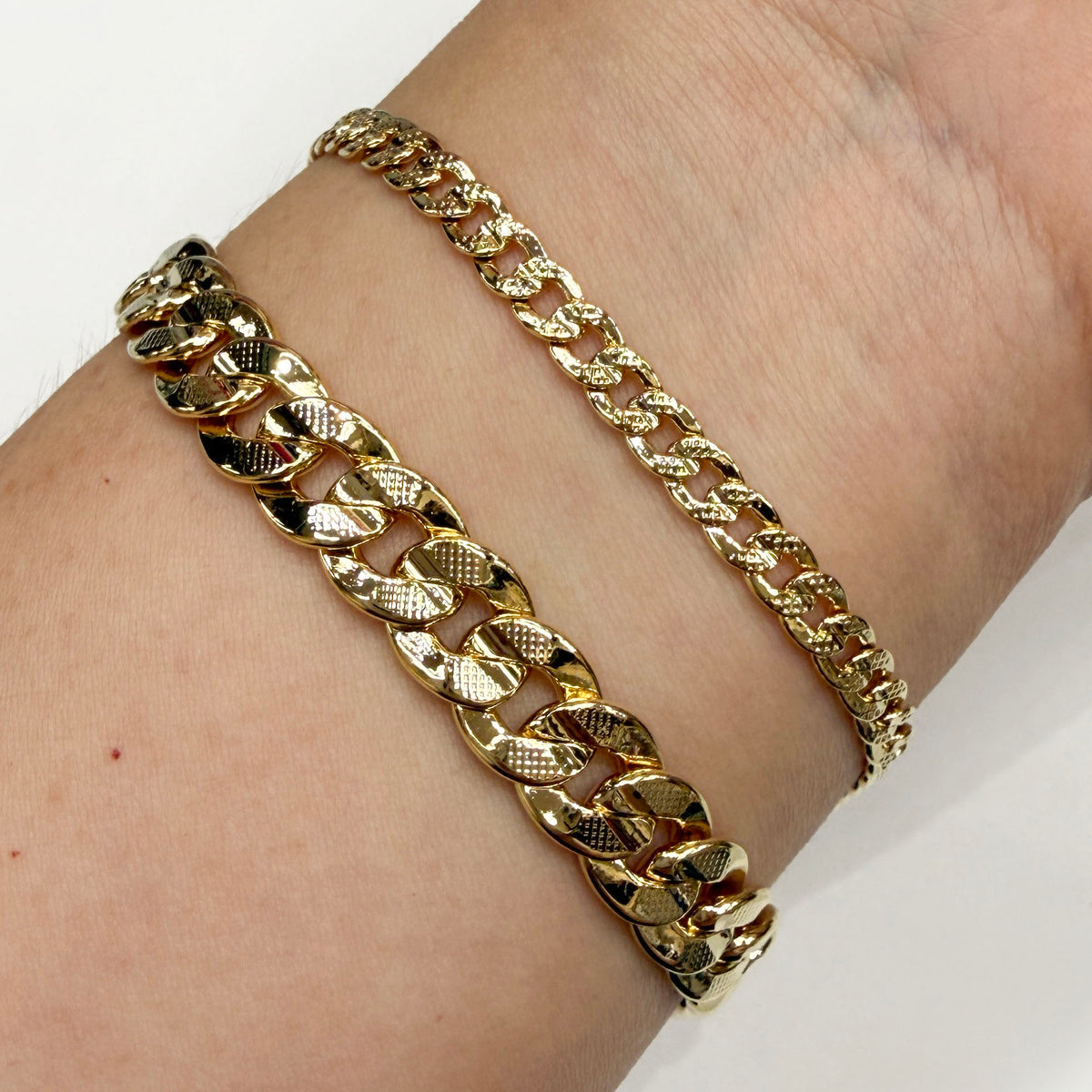 Gold Plated Concave Cuban Chain Bracelet Made in Korea