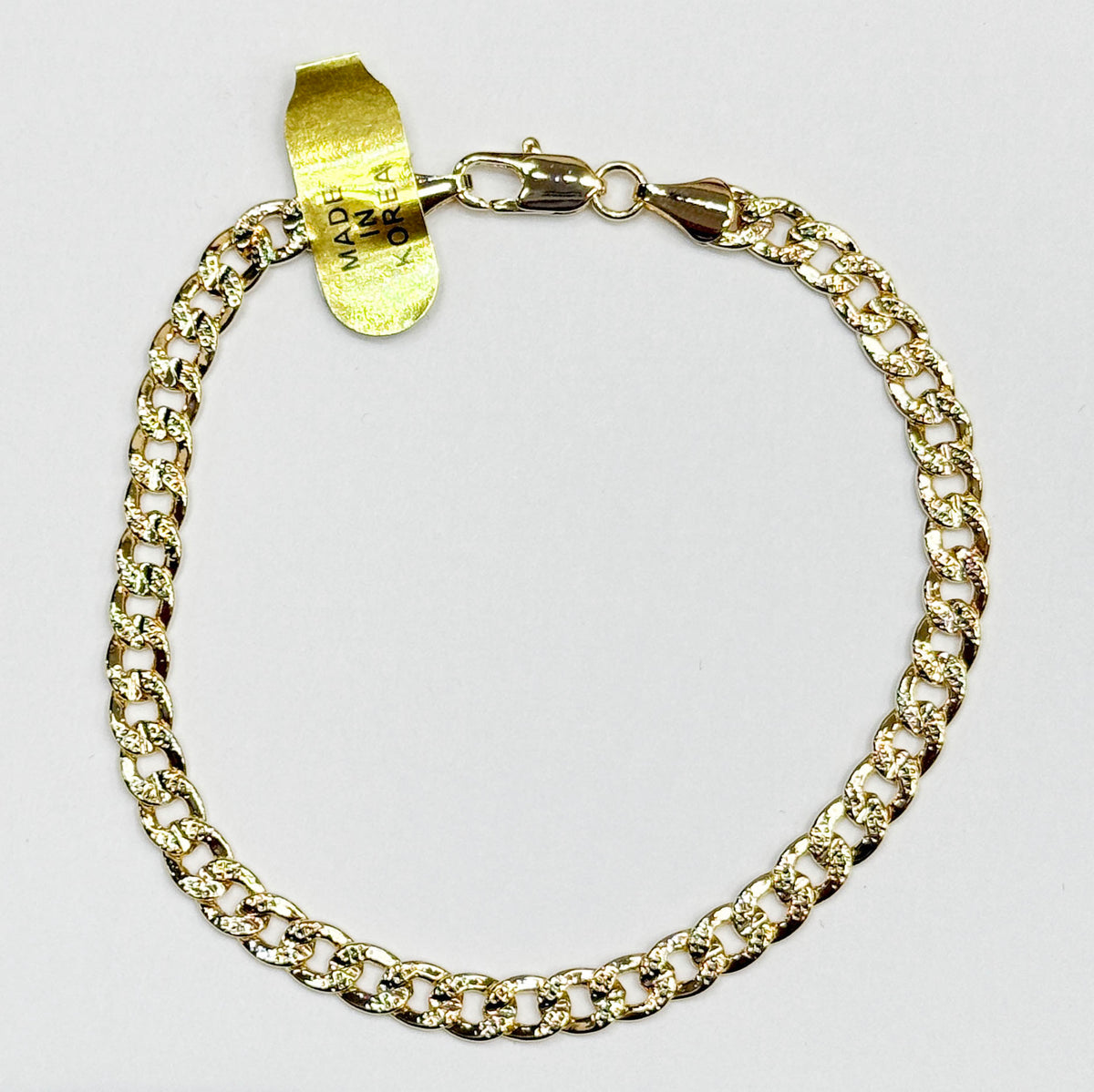 Gold Plated Concave Cuban Chain Bracelet Made in Korea