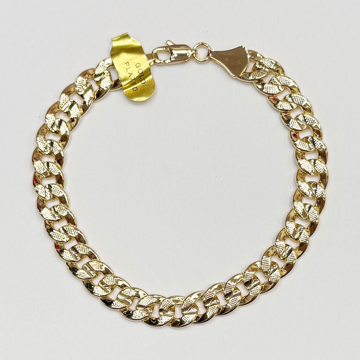 Gold Plated Concave Cuban Chain Bracelet Made in Korea
