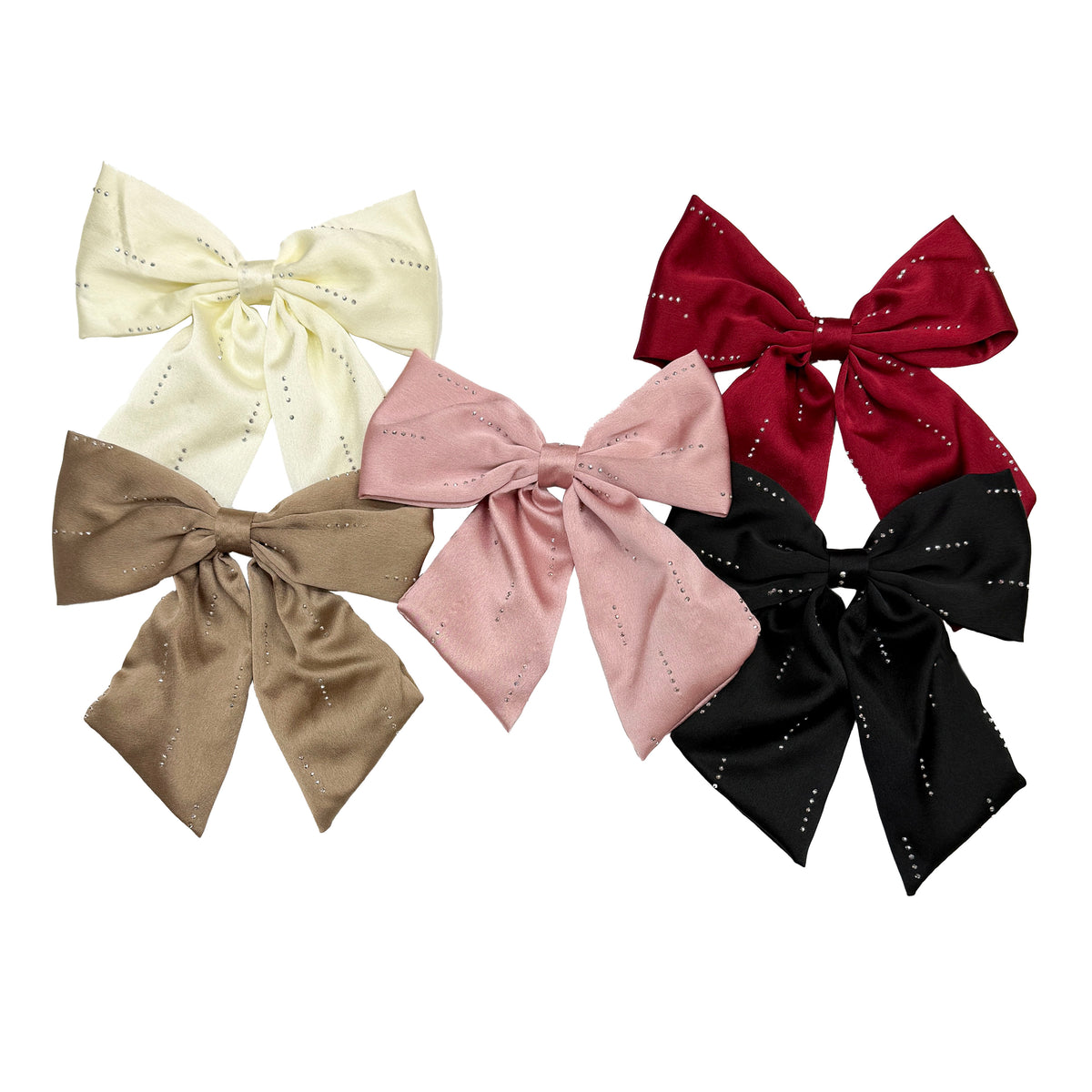 Satin Hair Bows with Gems