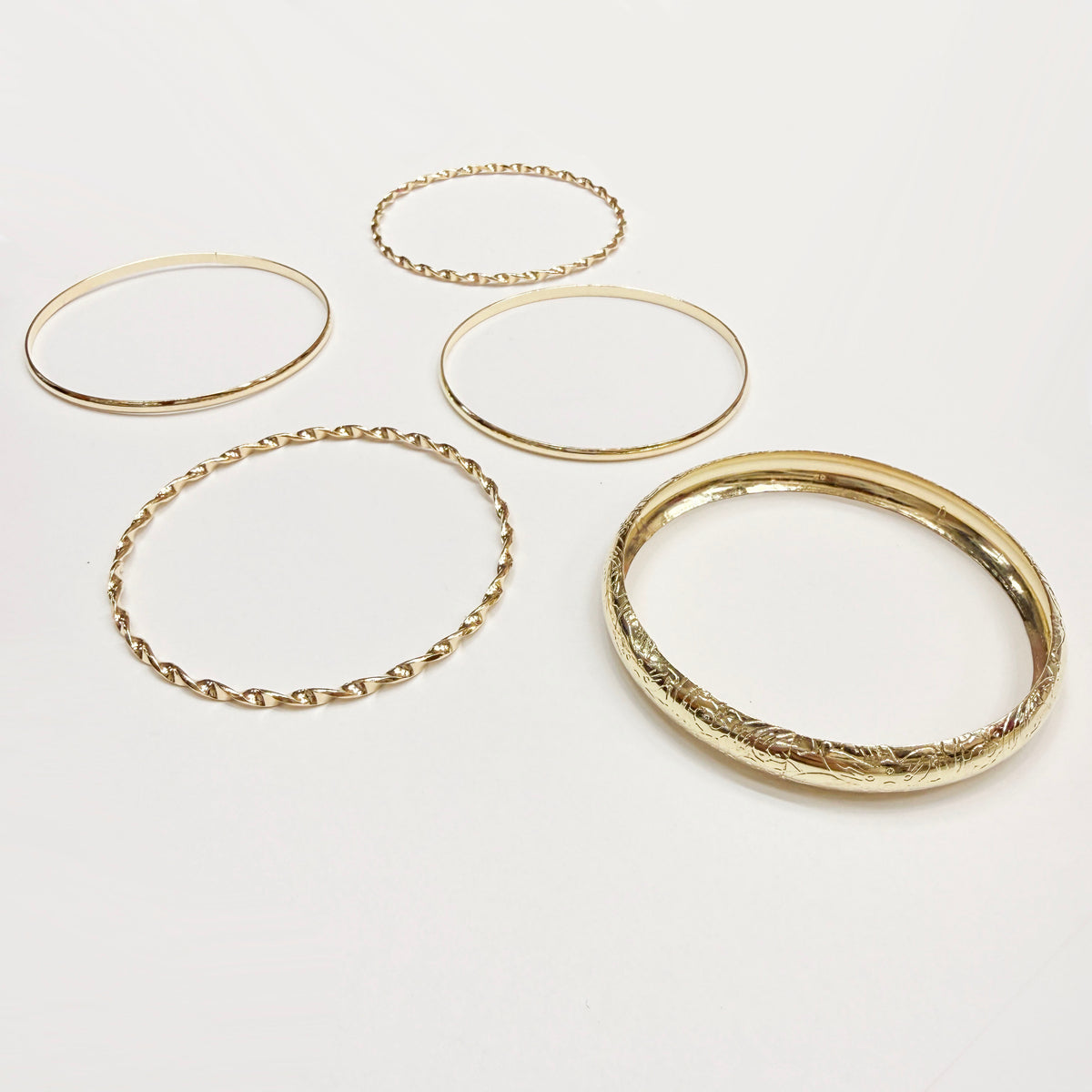 Set of 5 Bangles - Gold or Silver