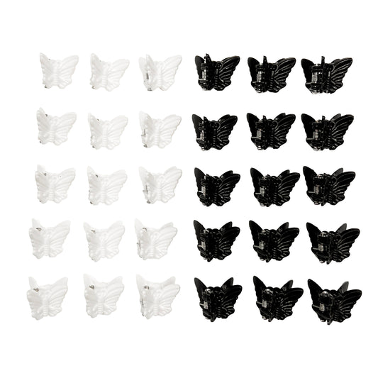 Mini Butterfly Clips - Black & White