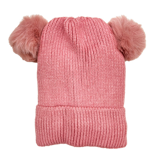 KIDS KNITTED HAT WITH POMPOMS