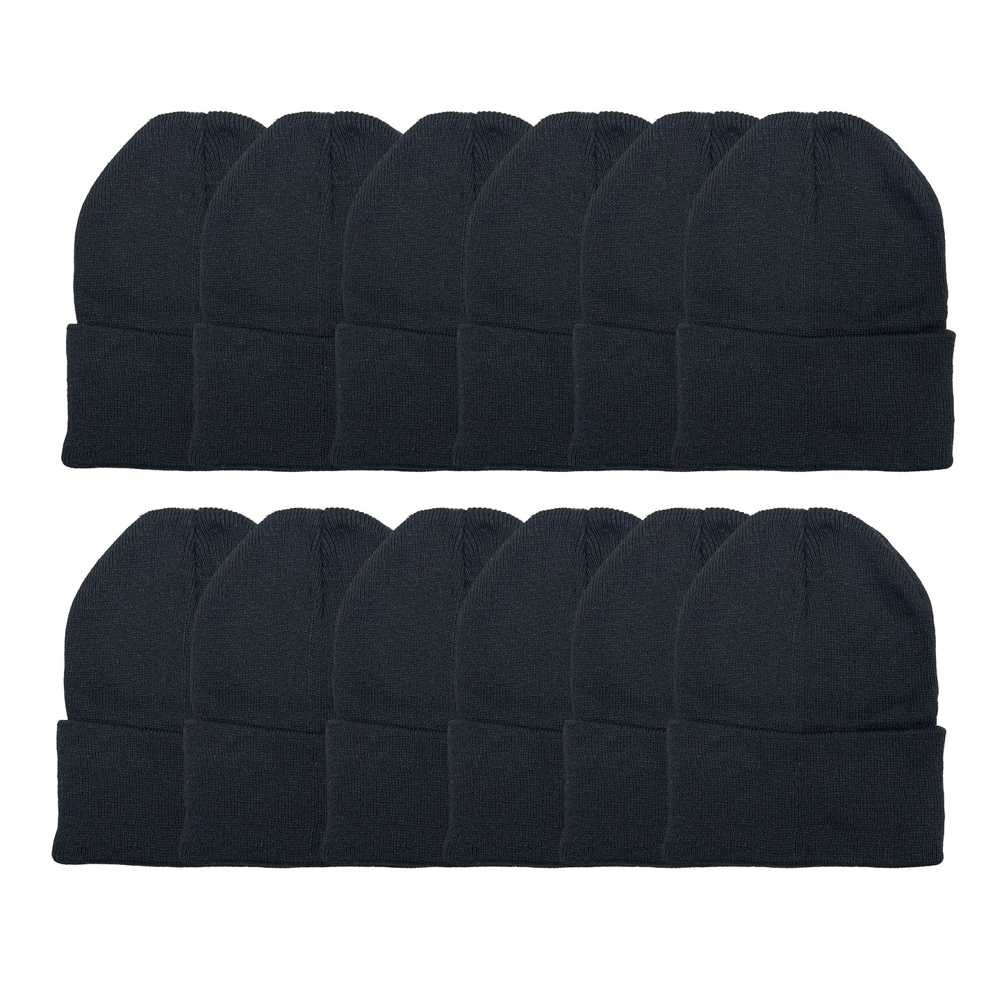 12 pcs Plain Black Beanie [Dozen Pack]
