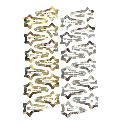 Star Snap Clips - Set of 12 (Gold & Silver)