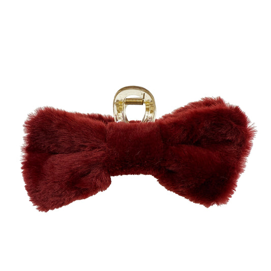 Fuzzy Bow Claw Clip