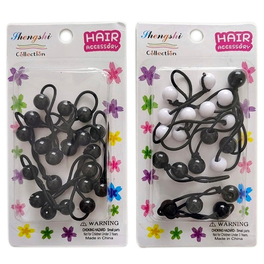 Elastic Ball Hair Ties - B&W BUBBLE GUM