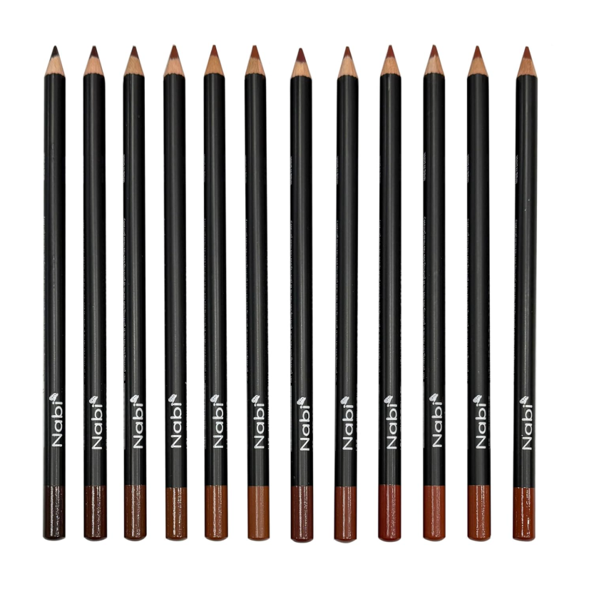 Nabi Lip Liner Pencil Set of 12 [Browns] - 7 inches