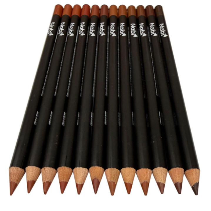 Nabi Lip Liner Pencil Set of 12 [Browns] - 7 inches