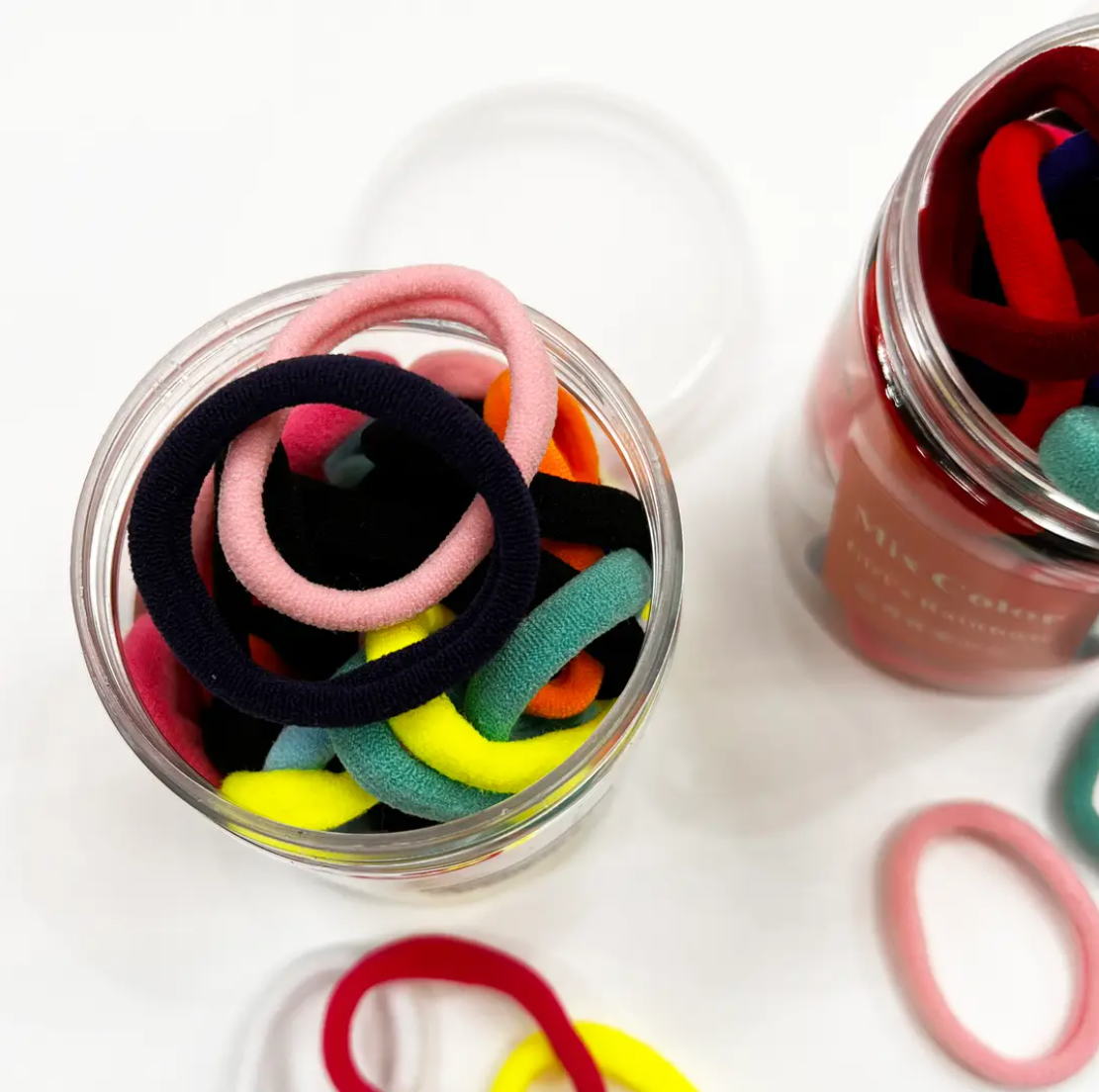 50 pcs Small Elastics - Dark Colors w/ Neon Yellow