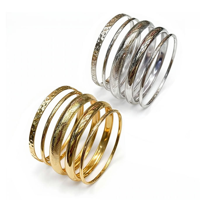 Set of 5 Bangles - Gold or Silver
