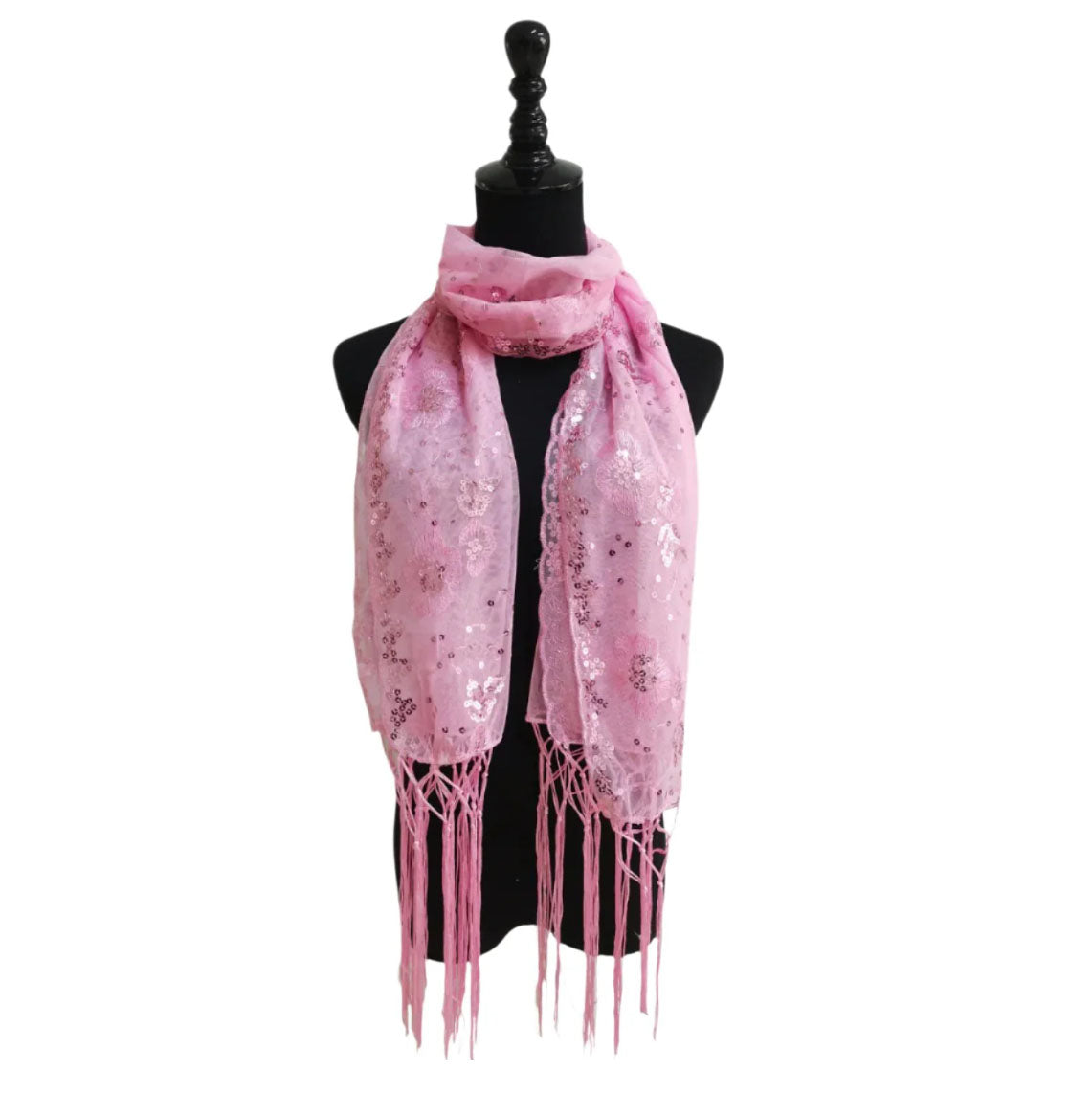 Sequin Chiffon Mesh See-Through Shawl Scarf Cover-Up Wrap