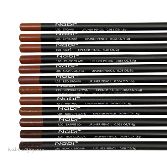 Nabi Lip Liner Pencil Set of 12 [Browns] - 7 inches