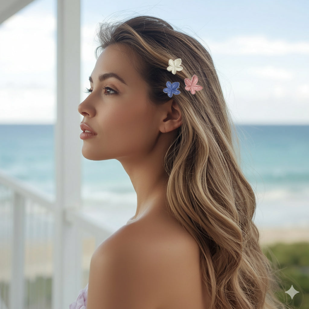 Small Hawaii Flower Claw Clips - Set of 6