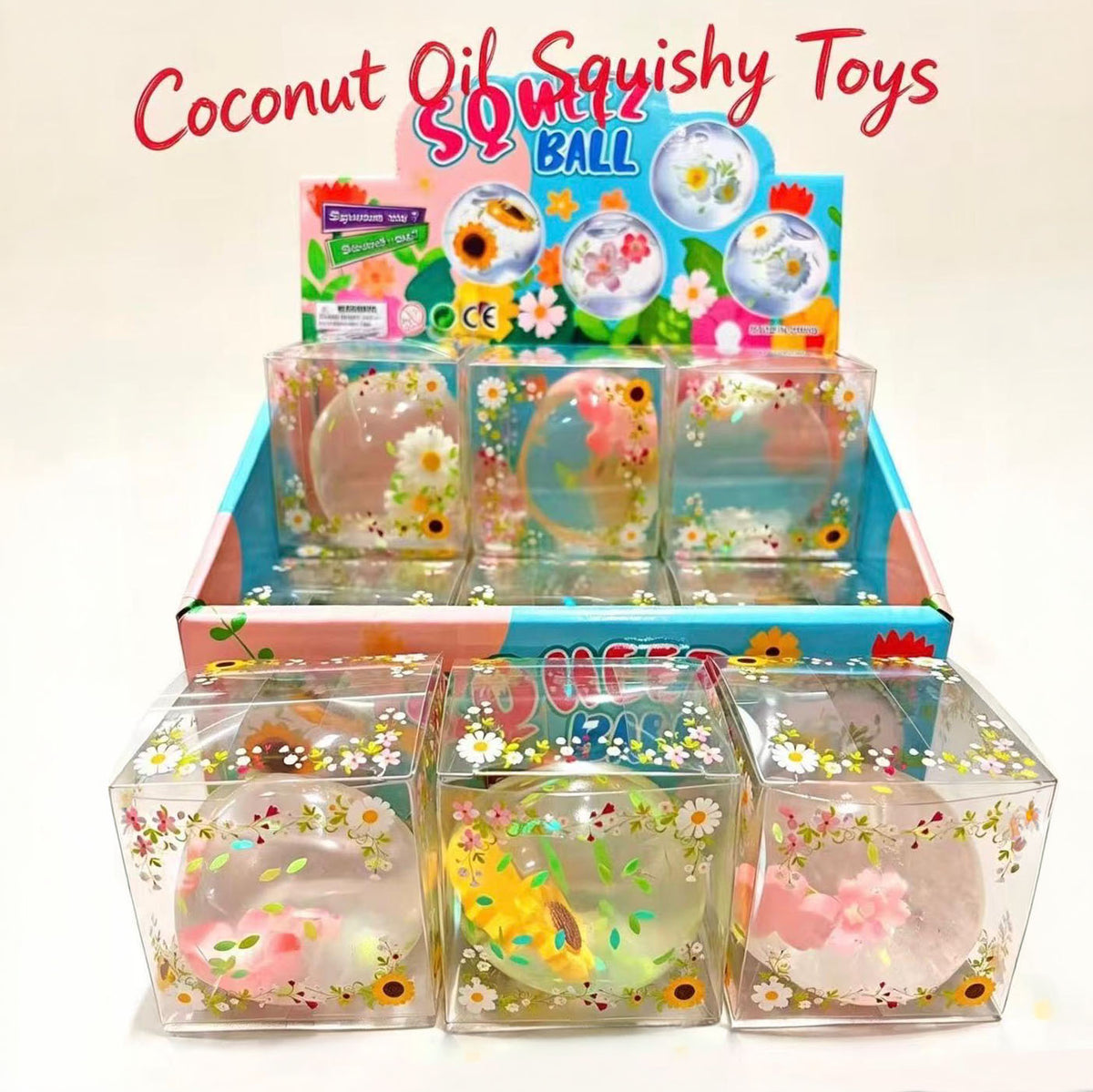 Full Box Coconut Oil Squishy with Flowers Newest Trending Sensory Toy