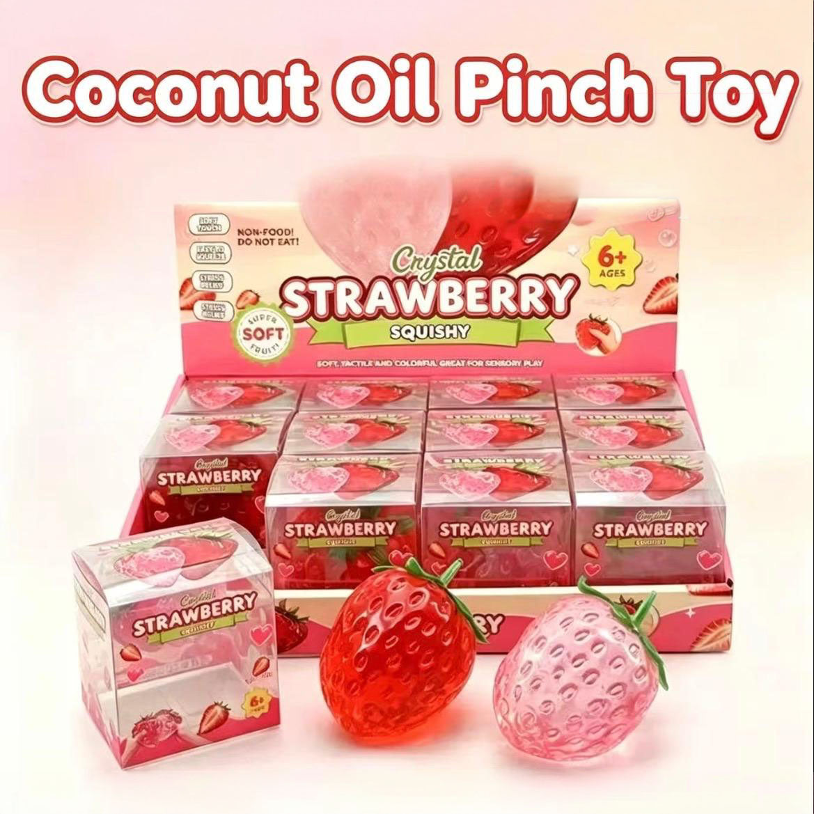Full Box Coconut Oil Strawberry Squishy Newest Trending Sensory Toy