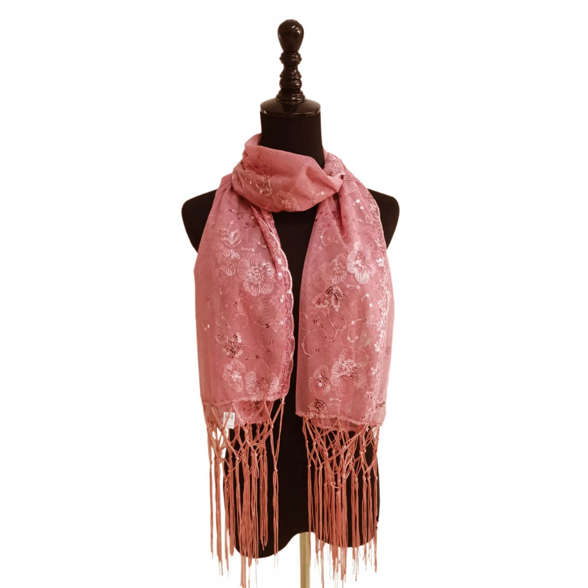 Sequin Chiffon Mesh See-Through Shawl Scarf Cover-Up Wrap