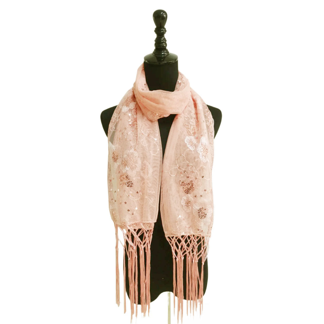 Sequin Chiffon Mesh See-Through Shawl Scarf Cover-Up Wrap