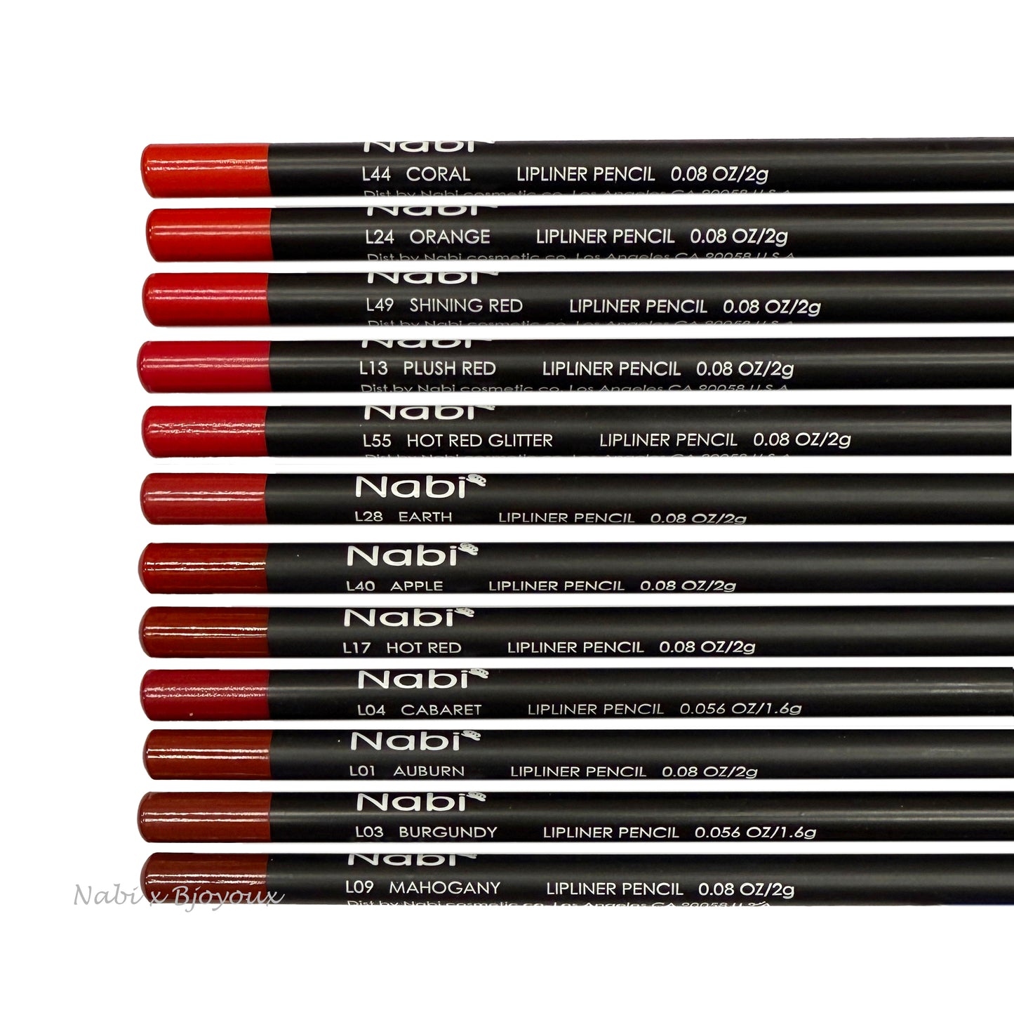 Nabi Lip Liner Pencil Set of 12 [Reds] - 7 inchs