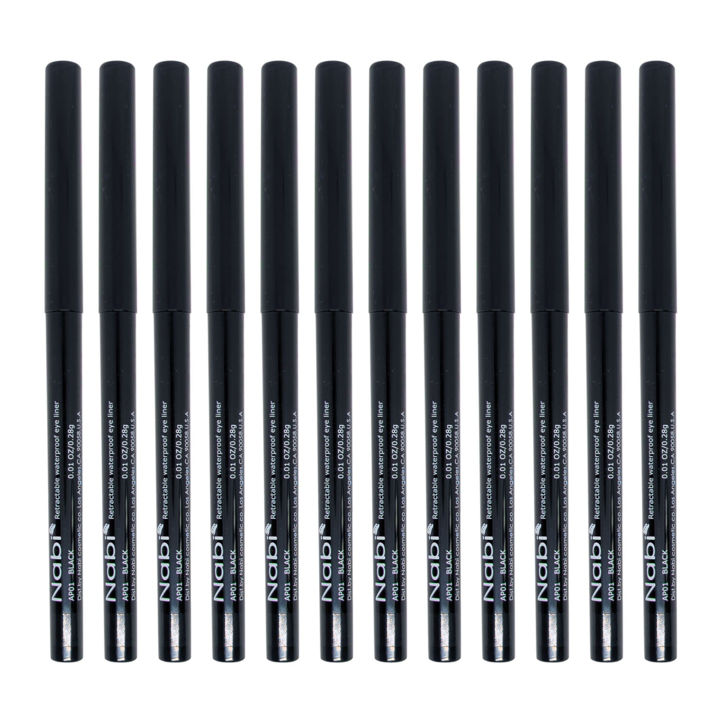 Black Retractable Nabi Waterproof Eyeliner Pencils (12 pcs)