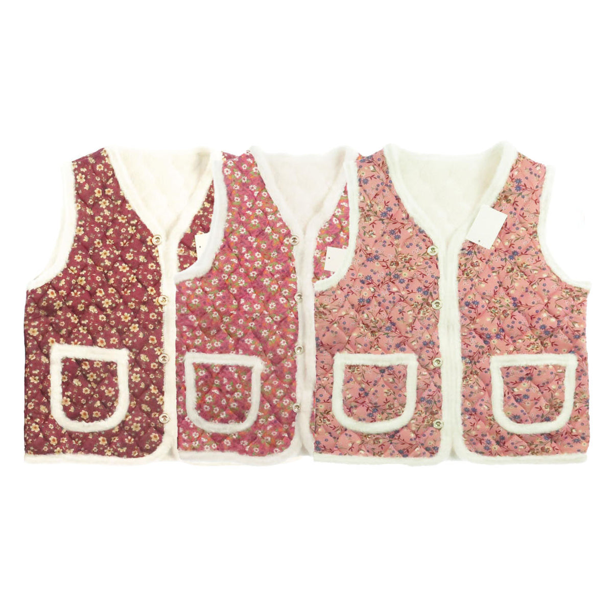 Korean K-Idol Trendy Kimjang Vest Quilted Floral Print