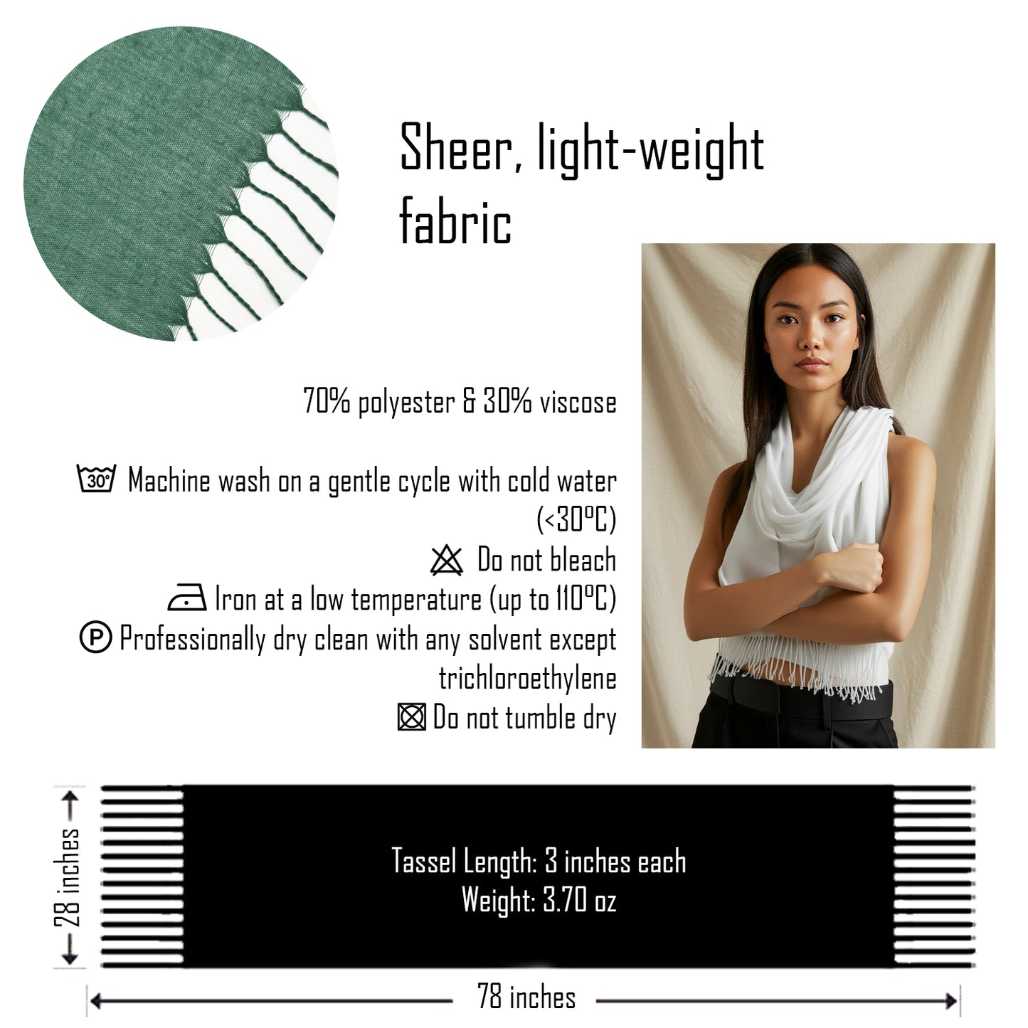 Sheer Viscose Shawl Scarf