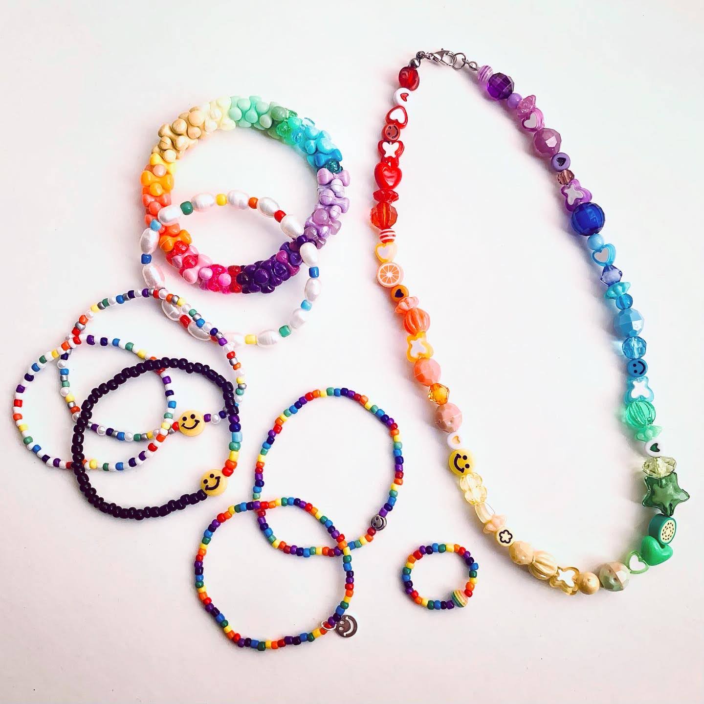 Rainbow Mixed Beads Necklace - FUNNY RAINBOW – Bjoyoux