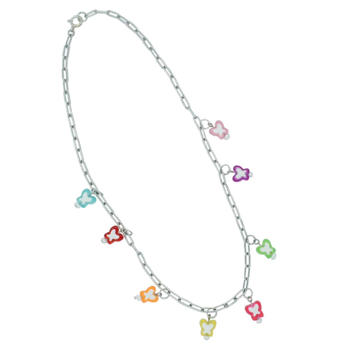 Silver Chain Necklace with Butterfly Charms - BUTTERFLY GARDEN