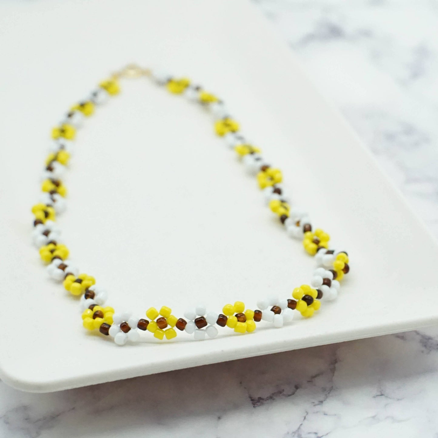 Beaded Flower Necklace - SUN, FLOWERS & BEES