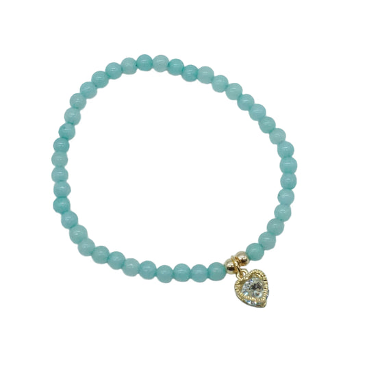 Gemstone Charm Bracelet - AQUA HEART