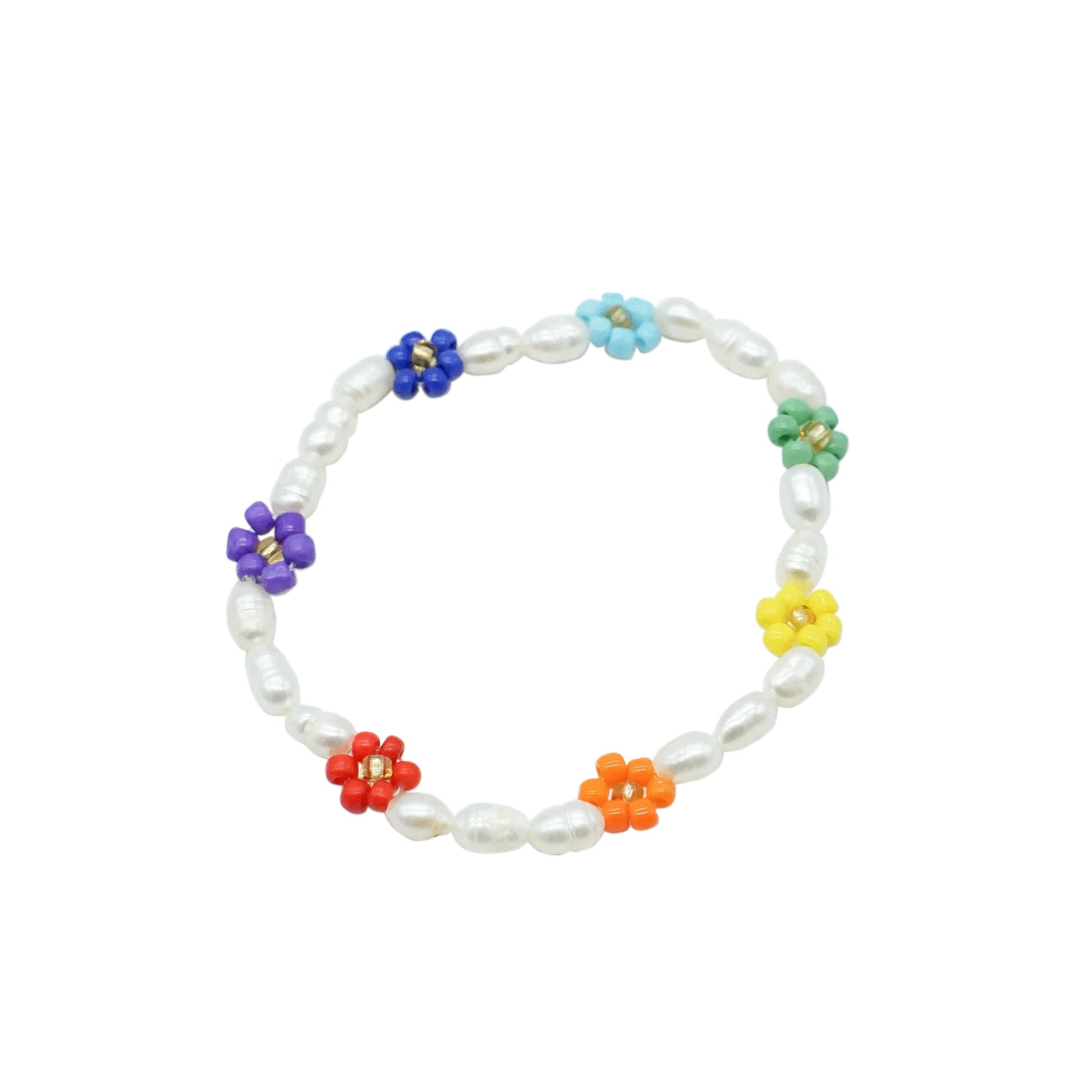 White Rainbow Flower Bracelet