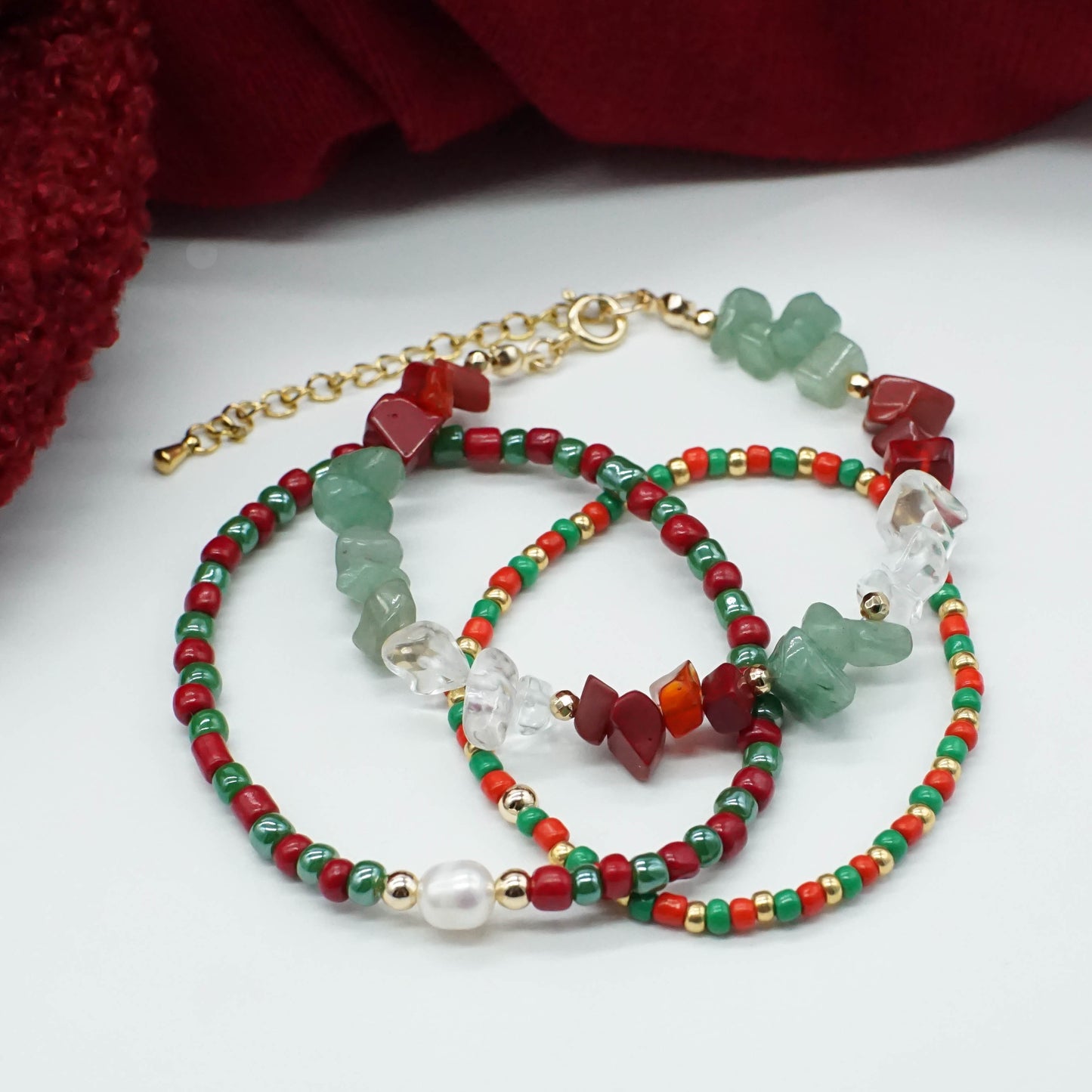 Holiday Beaded Bracelet Set - BRIGHT HOLIDAY