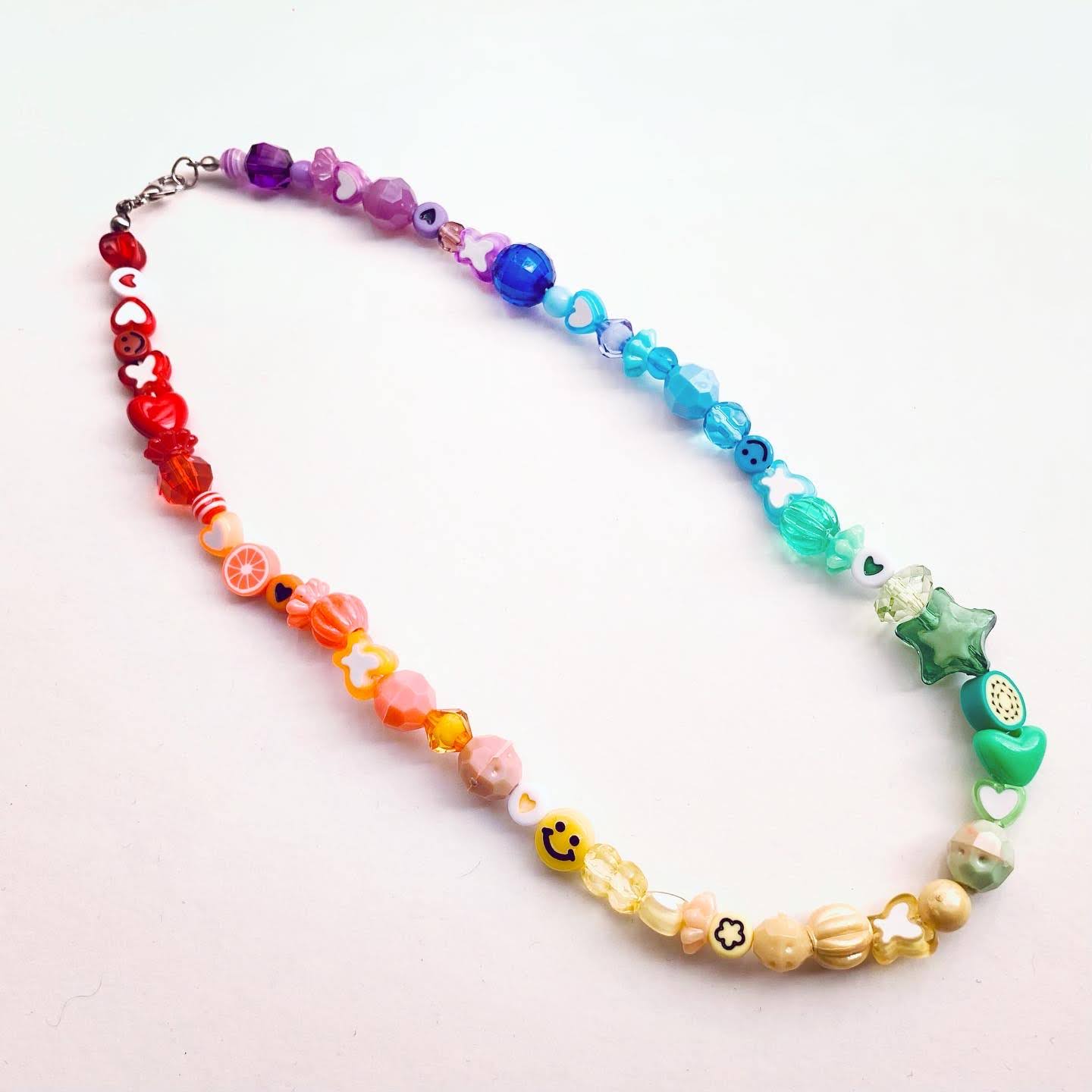 Rainbow Mixed Beads Necklace - FUNNY RAINBOW – Bjoyoux